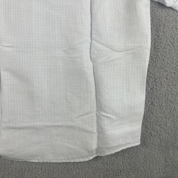 Centro Men's Large White Blue Striped Pattern Short Sleeve Button Up Shirt - Picture 16 of 16